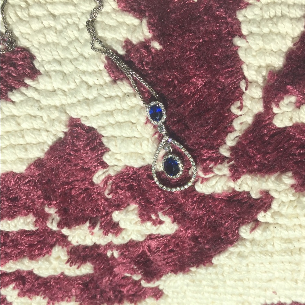Spark 18k diamond and sapphire necklace -RARE- - Picture 4 of 13